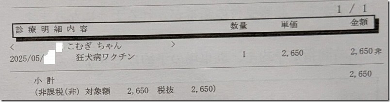 2025年 狂犬病の予防接種 費用
