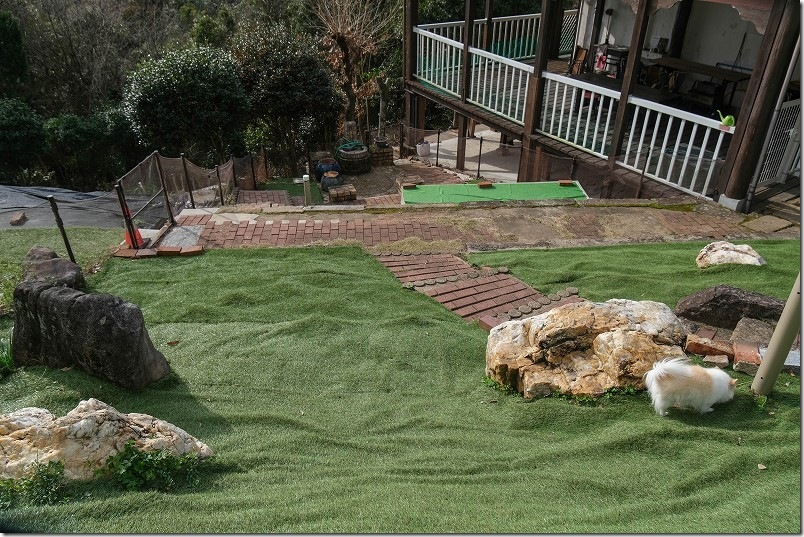 KawanTanyanの宿のドッグラン 朝9時すぎの光のあたり具合 陽あたり良好