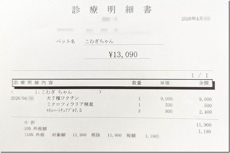 犬の7種混合ワクチンやフィラリア検査の料金 2026年 犬の7種混合ワクチンやフィラリア検査の料金 2026年