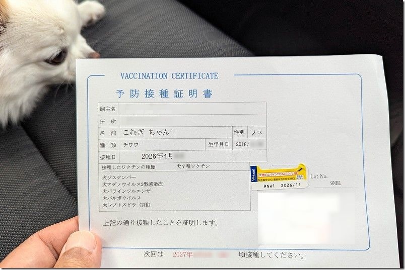 接種した7種類混合ワクチン(ノビバック DHPPi+L⇒犬用ビルバゲンDA2PPi/L 副反応リスク軽減) 接種した7種類混合ワクチン(ノビバック DHPPi+L⇒犬用ビルバゲンDA2PPi/L 副反応リスク軽減)
